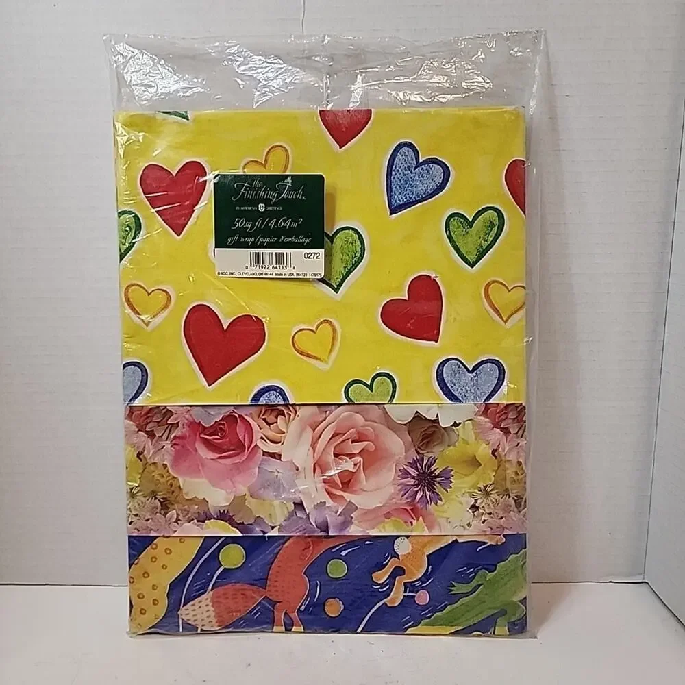 Vtg Finishing Touch AGC All Occasion 8 Full Sheets 50 sq.ft Wrapping Paper 0272